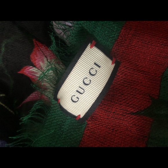 Gucci Floral Web Wool and Silk Scarf - Picture 2 of 8